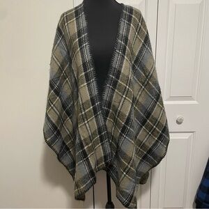 Woolrich Reversible Poncho Shawl Gray Tan Black Size OS
